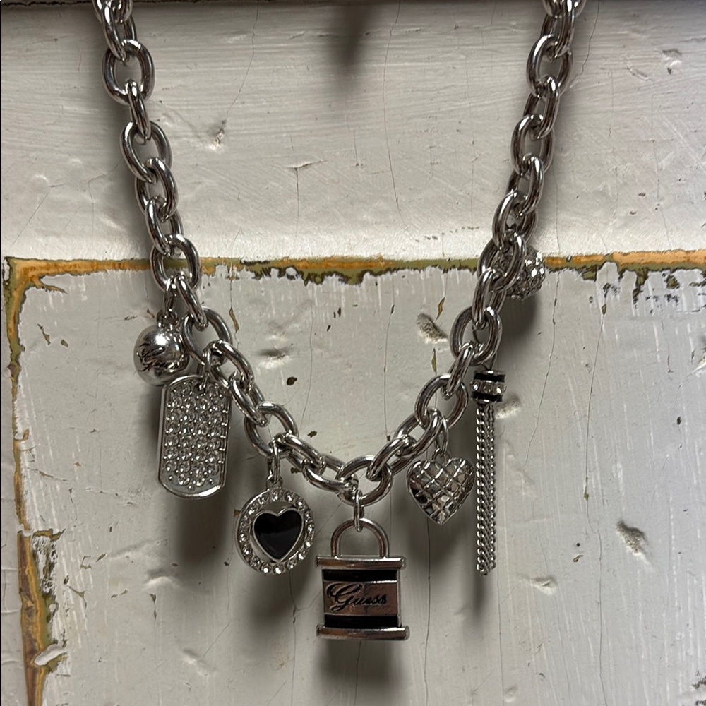 Guess Silver Charm Necklace
